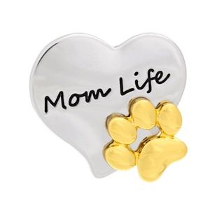 GREATER GOODS NETWORK PAW “MOM LIFE” HEART PIN *NEW *SILVER BROOCH